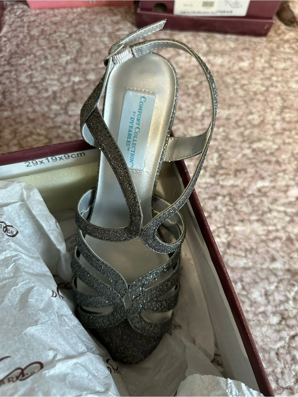Dark Silver Glitter Strappy Heels size 8